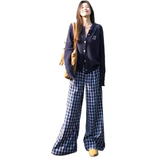 沐晓欣 独特绝美初秋一整套大方得体韩系穿搭两件套高级感休闲套装 女款