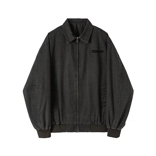 太子龍 纯色美式复古防风保暖透气吸湿耐磨亲肤拉链百搭休闲翻领飞行员外套夹克 男款