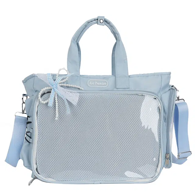 捷朗仕 日系二次元多功能大容量大食量漫展吧唧肩包丝巾痛 尼龙 单肩双肩痛包 女款 蓝色/白色/黑色