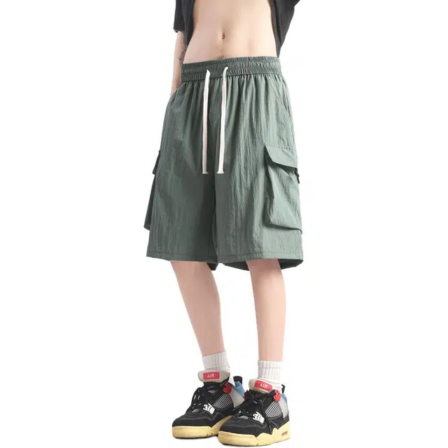 左岸 夏季五分裤男潮牌宽松直筒中裤美式速干沙滩裤休闲运动工装短裤 男款