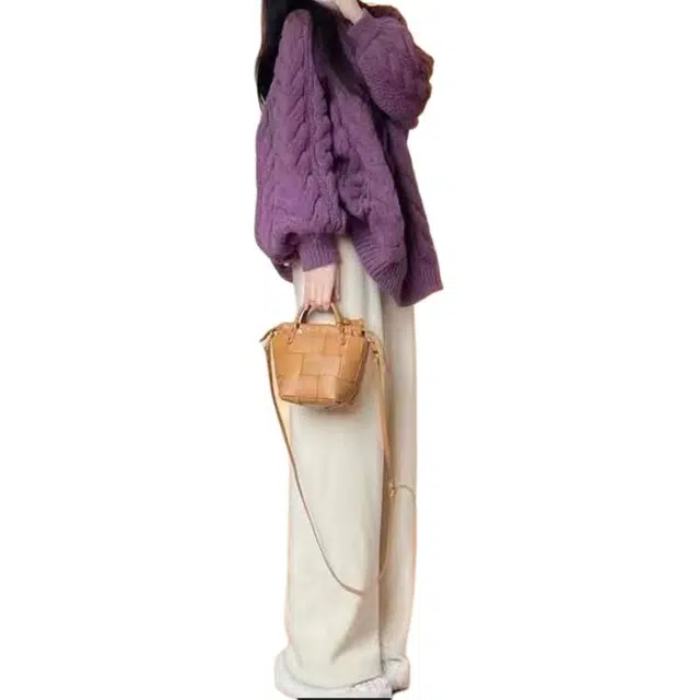 沐晓欣 早春盐甜系穿搭炸街轻熟风港味高级感御姐冬装毛衣两件套休闲套装 女款