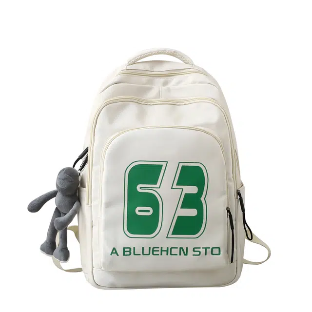 蔻蒂熊 书包男时尚潮流百搭大容量旅行背包女高中生大学生 尼龙布 双肩包 常规 青少年 白色/灰色/黑色