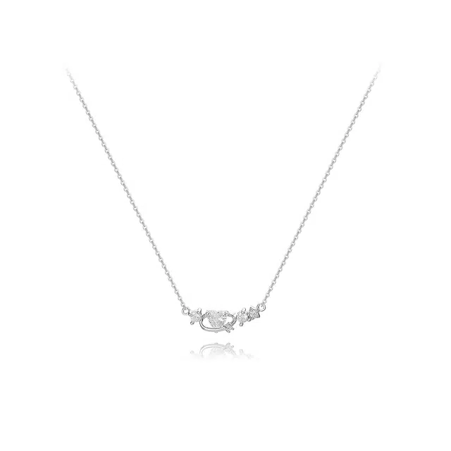 【纯银999 | 星月系列】 六桂福珠宝 经典百搭小众设计高级感学生日常简约精致轻奢通勤极简约会温柔气质可调节锁骨链 足银 项链 女款