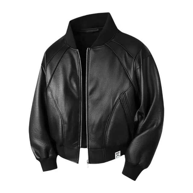 吾皇猫 美式复古高街简约基础款立领防水防风潮流潮牌休闲皮衣 男女同款