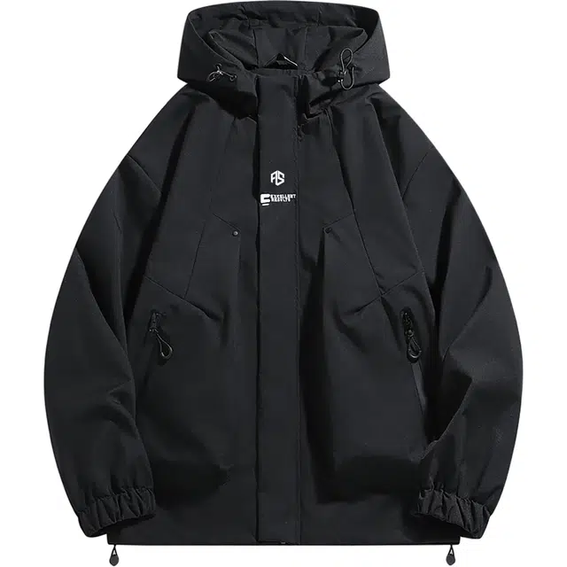 虫小绿 户外登山攀岩运动旅游出行美式复古经典简约宽松防风落肩连帽单冲外套夹克 男女同款