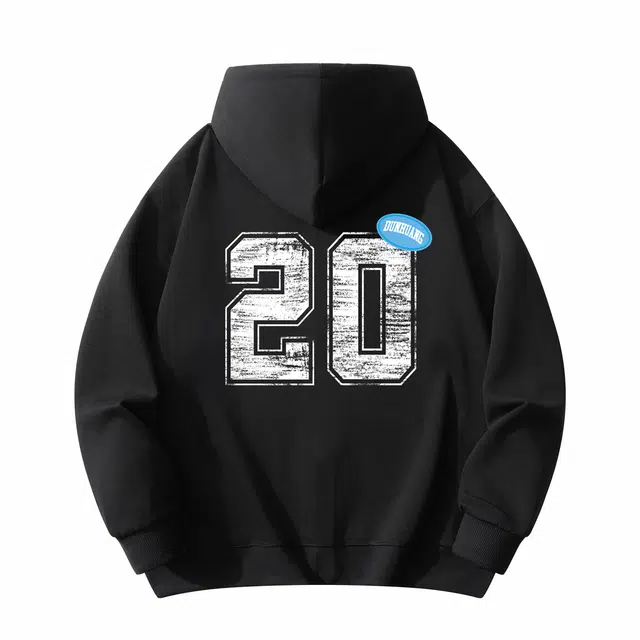 敦煌博物馆 美式复古学院风涂鸦字母数字大图案印花拉链连帽长袖落肩宽松舒适亲肤透气百搭运动通勤情侣卫衣 男女同款