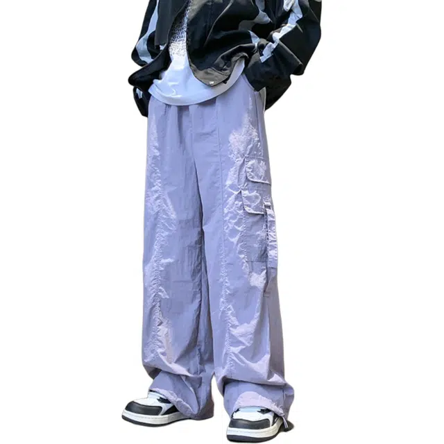 洞洞拐 潮牌速干伞兵工装裤美式薄款直筒百搭痞帅阔腿裤子休闲裤 男女同款