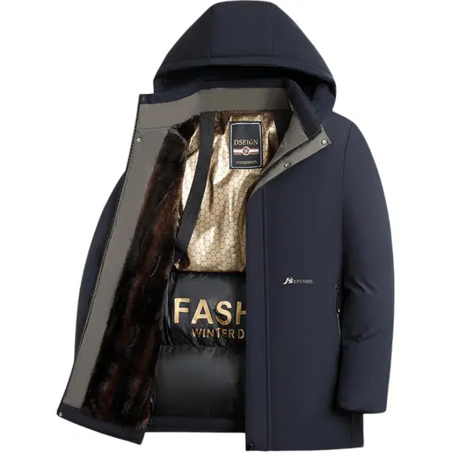 卡丹狄诺 冬季中年男加绒加厚棉衣商务休闲黑金棉服 男款