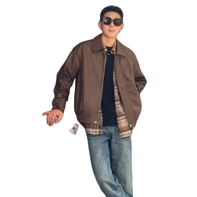 北极绒 短款美式痞帅硬汉穿搭翻领猎装皮衣 男款