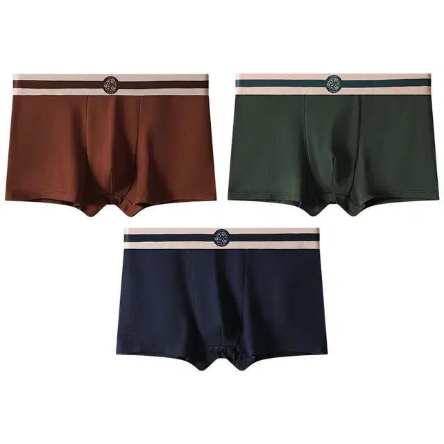 贴身领域 纯棉抗菌透气平角内裤 男款