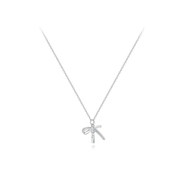 【纯银999 | 蝴蝶结】 六桂福珠宝 经典百搭小众设计高级感常简约精致轻奢通勤极简约会温柔气质可调节#好运 足银 项链 女款