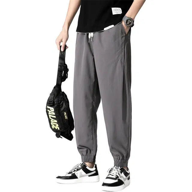 协协乐 长裤纯色美式潮牌百搭宽松哈伦青少年韩版运动束脚裤休闲裤 男款