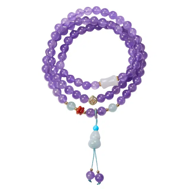 子婳 钱币葫芦吊坠多圈招财福禄诸事顺利新中式国风国潮复古轻奢优雅百搭#好运 紫水晶 手串 女款