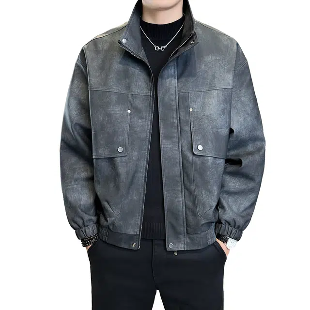 太子龍 废土机车风皮夹克休闲上衣皮衣 男款