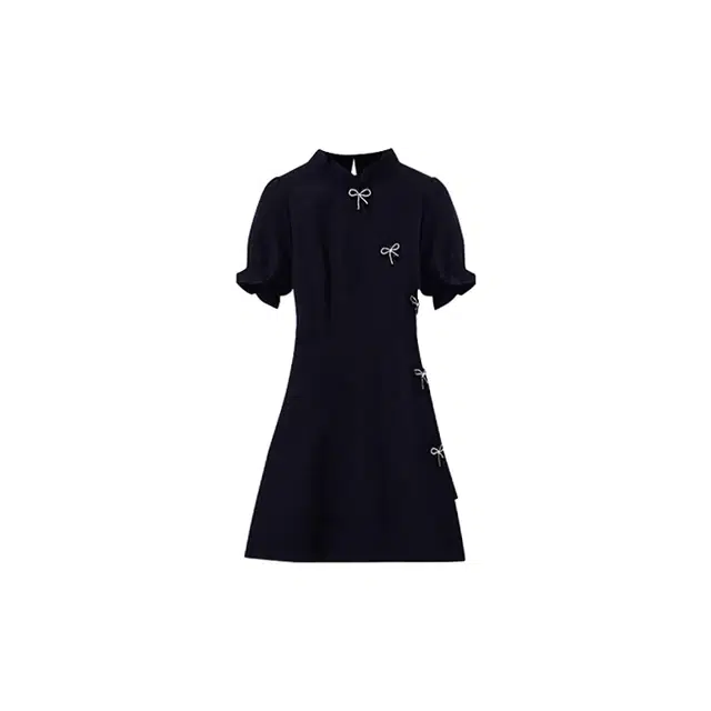 敲模女孩 新中式复古设计感小众修身开叉辣妹短袖连衣裙 女款