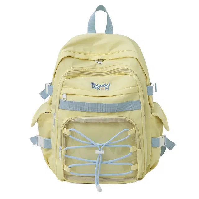 蔻蒂熊 日系甜美少女书包学院风高中初中生大容量中学生宝藏背包女多功能实用简约 涤纶 双肩包 常规 青少年 白色/黑色/黄色/蓝色