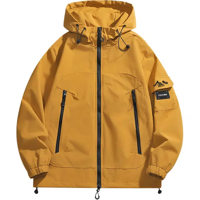 虫小绿 美式经典时尚简约潮流百搭轻便基础纯色宽松个性高级感无性别主义日常休闲舒适户外防风连帽外套夹克 男女同款