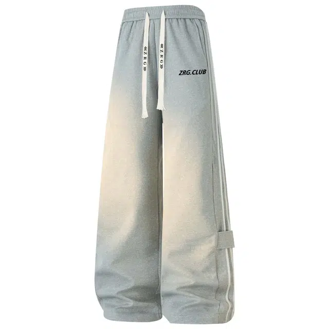 梓润格 美式复古风弯刀高街潮牌条纹拼接设计宽松阔腿版型通勤无压力舒适百搭属性轻松驾驭各种场合休闲裤 男女同款