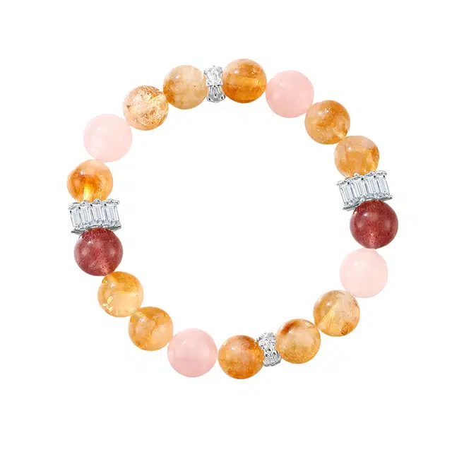 子婳 八方来财招财暴富好运连连桃花朵朵爱情之石小众时尚轻奢手饰 黄水晶 手串 女款