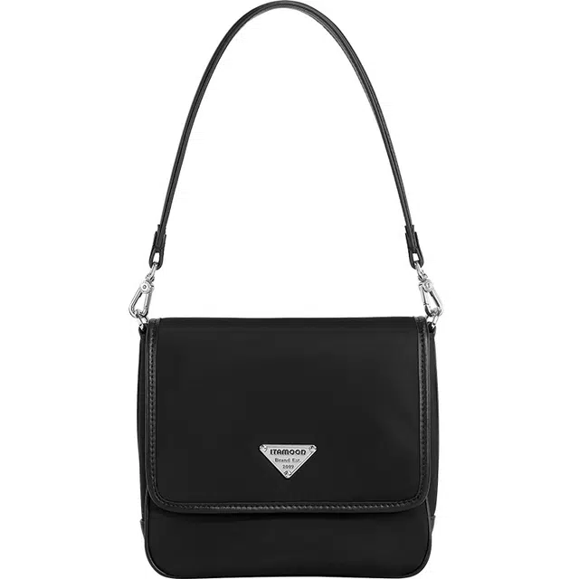 妙迪 复古时尚简约气质百搭小方包 织物 单肩腋下斜挎包 女款 子夜黑