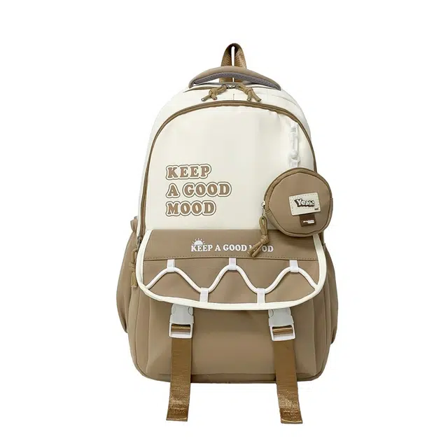 蔻蒂熊 小清新书包女日系校园风纯色高中初中生休闲大容量旅行背包 尼龙布 双肩包 常规 青少年 酒红色/紫色/卡其色/绿色