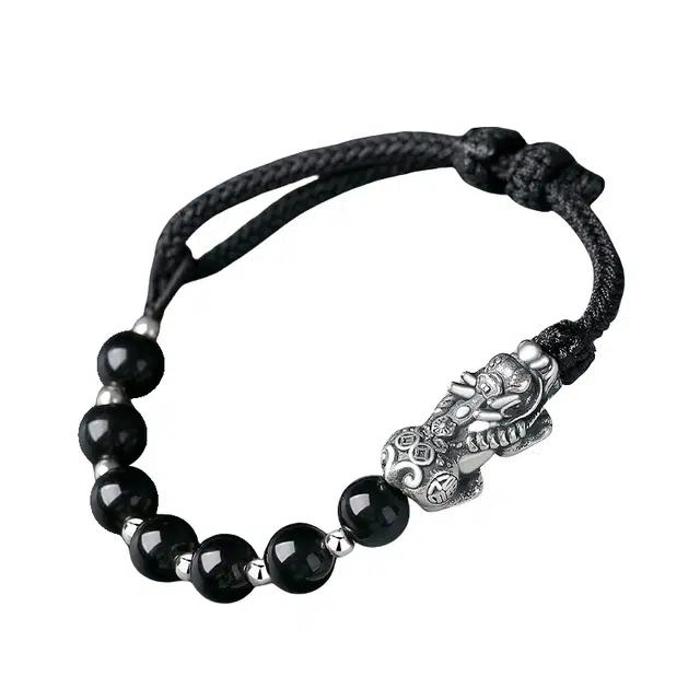 宣华意 招财貔貅 国潮新中式复古高级感小众设计 诸事顺利 纳福转运 八方来财好运 黑曜石 手链 男款