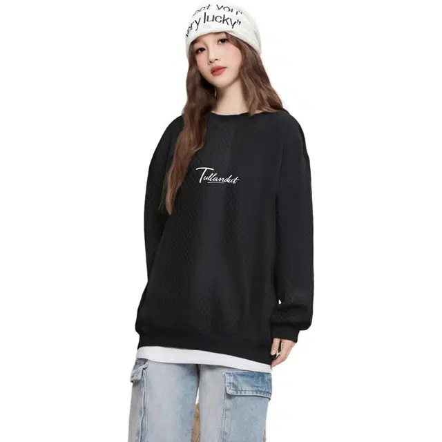 图兰朵 美式百搭宽松休闲长袖舒适字母印花圆领卫衣 男女同款