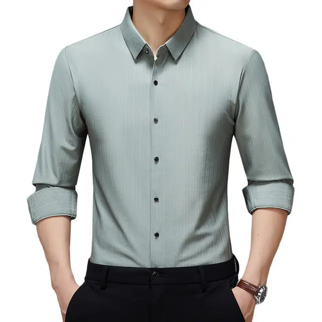 卡丹狄诺 无痕垂顺舒适爸爸装衬衣轻商务休闲春秋季长袖衬衫 男款