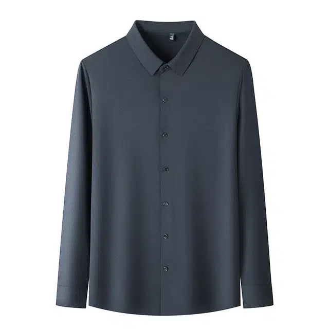 卡丹狄诺 含绵羊毛无痕纯色垂顺舒适爸爸装衬衣轻商务休闲秋冬季长袖衬衫 男款