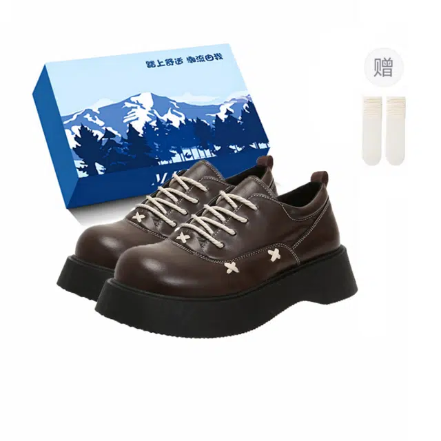 小鹿米利 复古百搭英伦风配裙子松糕底 女士休闲单鞋 女