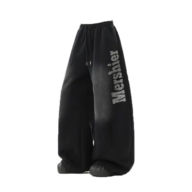 艾梵斯贝 美式复古潮流字母印花水洗做旧高级感无性别主义高街风潮酷街舞日常百搭学院宽松阔腿休闲裤 男女同款