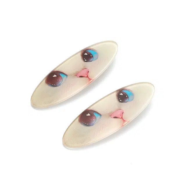 如花梦 甜酷少女 可爱大眼猫咪侧边夹 拍照超上镜甜美百搭发饰 亚克力 发夹 女款