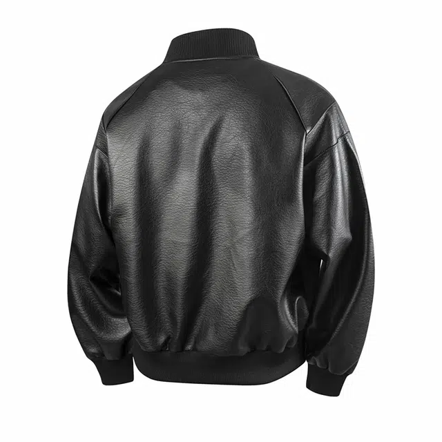 吾皇猫 美式复古高街简约基础款立领防水防风潮流潮牌休闲皮衣 男女同款