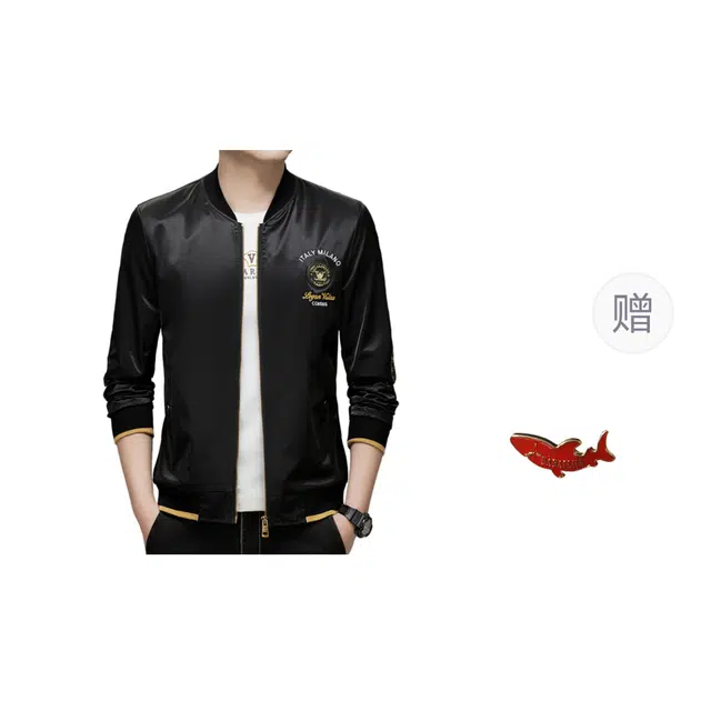 大白鲨 男士高级感春秋季潮牌刺绣棒球服春装痞帅休闲外套男夹克 男款