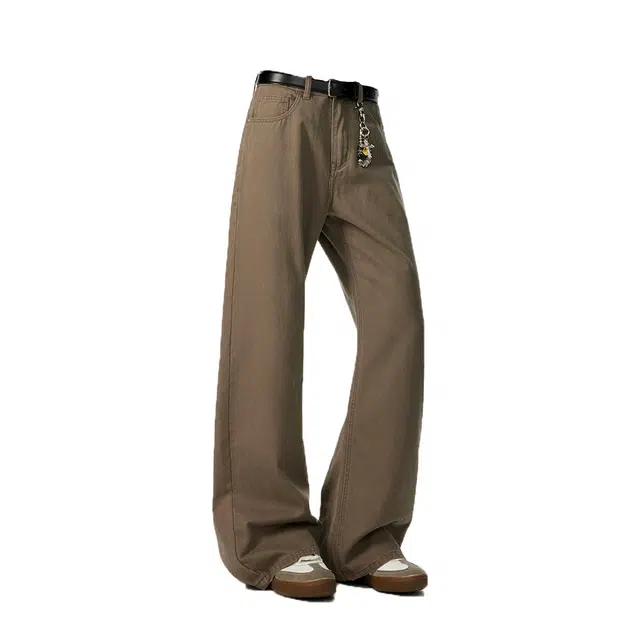 艾梵斯贝  美式复古潮流后袋排钉拼接重磅纯棉高级感无性别主义简约时尚日常百搭宽松直筒拖地休闲裤 男女同款