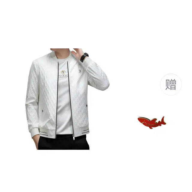 大白鲨 潮牌连帽外套男士秋季轻奢时尚高档印花欧货男装休闲帅气夹克 男款