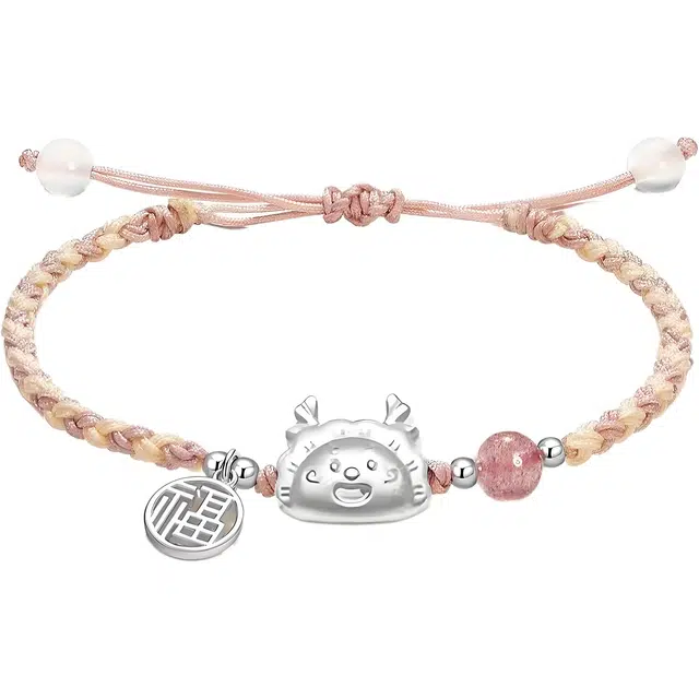 【999银】 絮物 龙饺宝宝简约设计感出游新宠吸睛神器小众甜美国潮新中式轻奢百搭新中式纯手工编织#好运 织物 手绳 男女同款情侣款