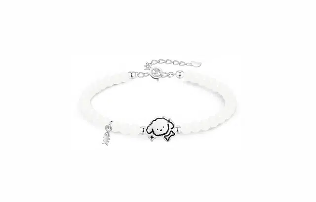 牧言 小狗贴贴 萌趣可爱简约浪漫高级感 小众设计精致甜美百搭小鱼流苏闺蜜女友转运珠 恋爱告白 好运 菩提籽 手链 男女同款情侣款