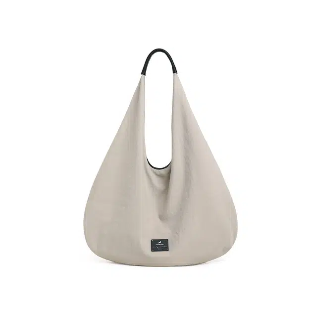 妙迪 通勤系列时尚潮流百搭纯色高级双面豹纹可用一包两背超轻便柔软大容量腋下三角托特包 织物 单肩包 常规 女款 椰青灰