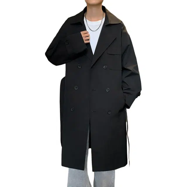 袋鼠 春秋季韩系高级感学院风穿搭中长款过膝通勤休闲外套大衣 男女同款