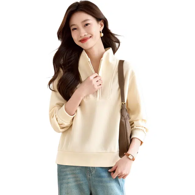 沐晓欣 合身适中立领长袖卫衣 女款