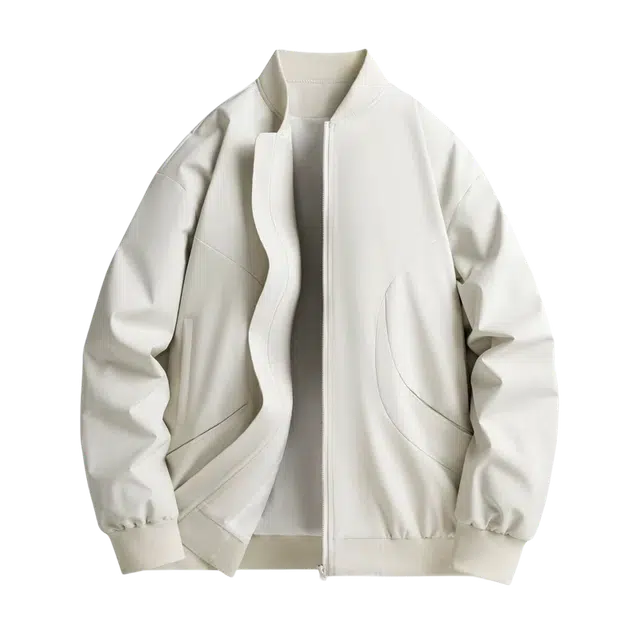 一碗士多 纯色大口袋棒球领外套简约基础款时尚百搭休闲宽松舒适亲肤保暖防风防水日常户外通勤小众设计夹克 男女同款