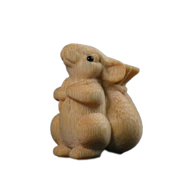 素于 国潮潮玩创意雕刻工艺品吉祥物代代数钱吉祥如意心想事成财运亨通随身附带把玩好运 竹木 把件 男女同款情侣款