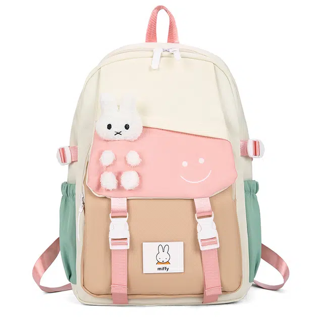 蔻蒂熊 儿童书包小学生幼儿园一年级卡通小孩春游背包轻便大容量撞色设计 涤纶 双肩包 常规 青少年 白色/粉色/紫色/蓝色/藏青色