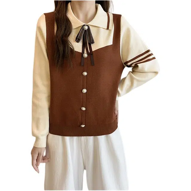 沐晓欣 秋冬假两件蝴蝶结针织衫 女款