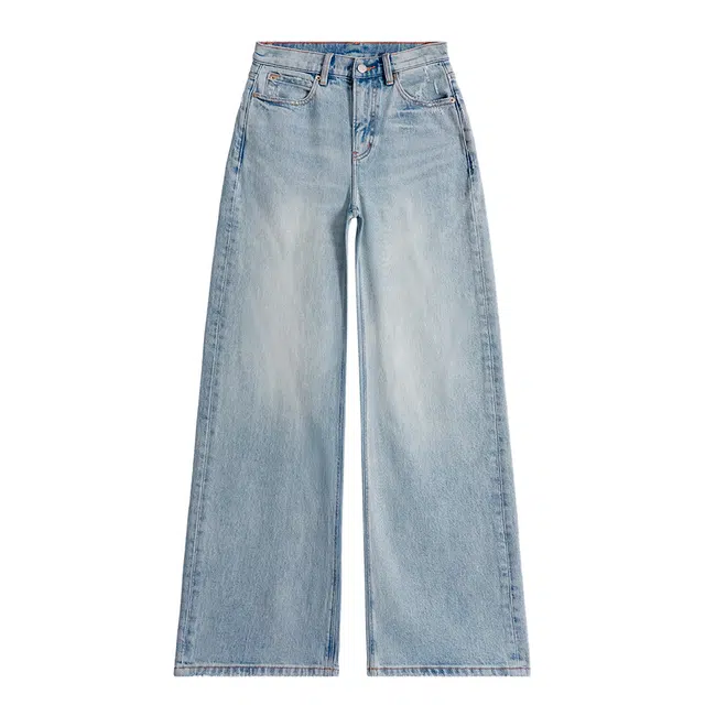 花蔓色 美式直筒版型裤女春秋季款薄款高腰显瘦莱卡宽松长裤牛仔裤 女款