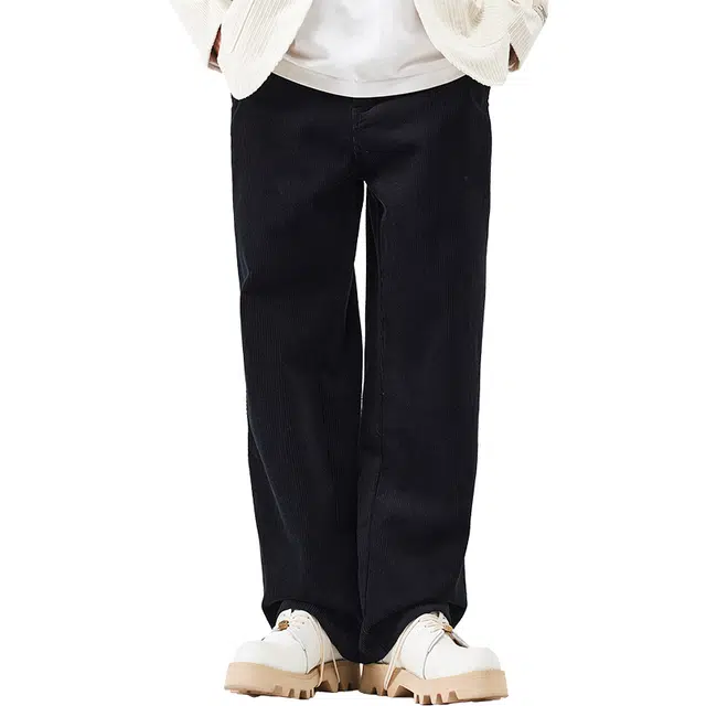 洞洞拐 日系复古春秋季宽松直筒垂感纯色长裤子休闲裤 男女同款