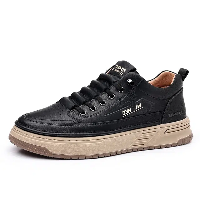 依米奴 真皮质感 高颜值 耐磨耐穿 百搭款式 防滑设计 独特细节 复古风格 时尚潮流 脚感舒适 低调 低帮 板鞋 男款