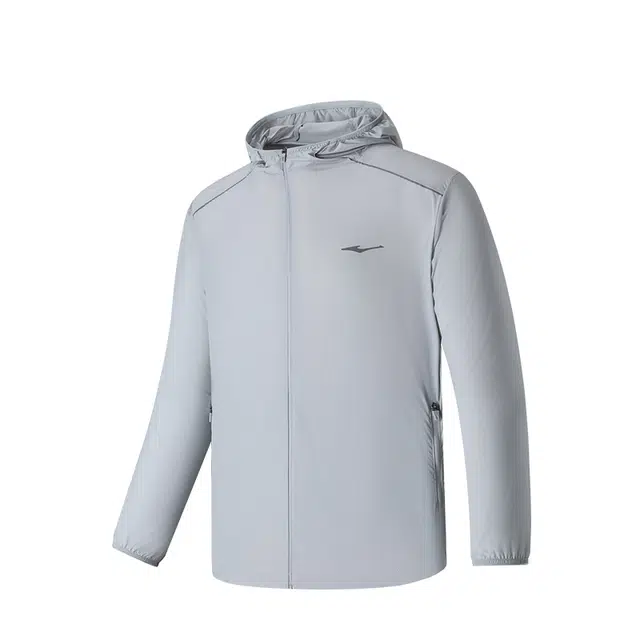 鸿星尔克 跑步系列 纯色拉链连帽百搭休闲风衣 男款