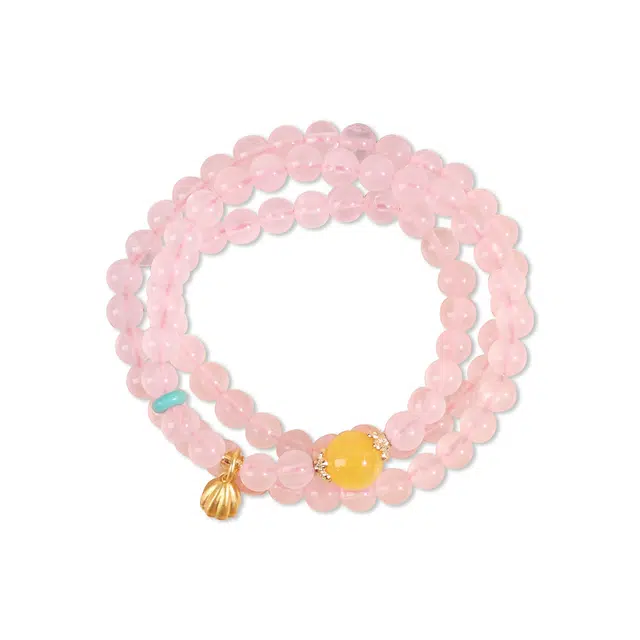 【粉晶桃花 | 好运莲莲】 奥斯坦汀 转运珠三圈多层叠戴新中式高级感手饰品天然 粉水晶 手串 女款